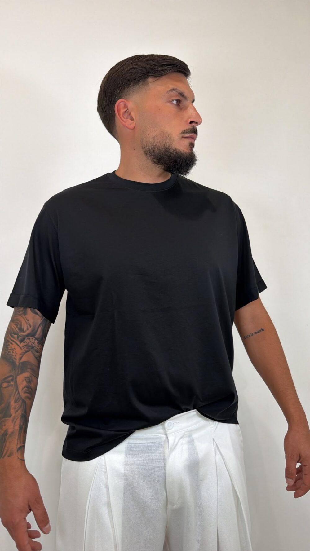 T-Shirt filo di scozia NERA