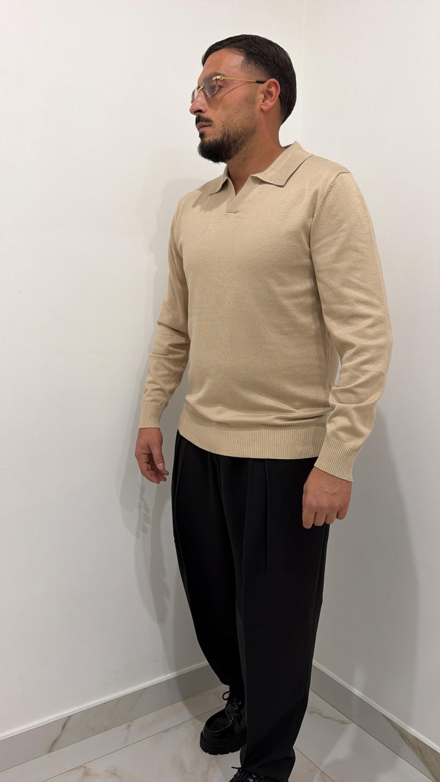 Polo in filo scollo V